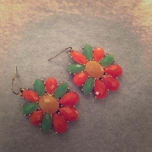 Blue and peach earrings